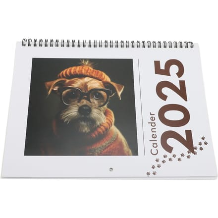 Calendrier 2025 Photos de Chiens Mignons et Drôles Espace de Notes Ample Suspendable Calendrier Mensuel 2025 black