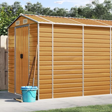 vidaXL - Tuinschuur - 191x470x198 - cm - gegalvaniseerd - staal - lichtbruin
