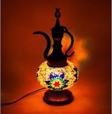 Handgemaakte Turkse Ibrik tafellamp multicolour in- outdoor Oosterse karaf
