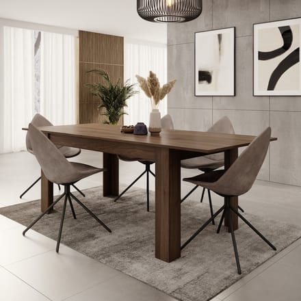 Meubella - Eetkamertafel Uverta - Donker eiken - 220 cm - Uitschuifbaar