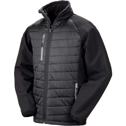 Black Compass gewatteerde softshelljas heren 'Result' Black/Grey - M