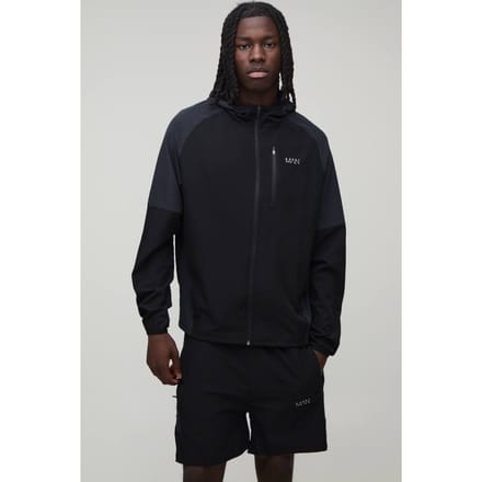 Regular Geweven Kleurblok Nylon Trainingspak | Black | Size Medium