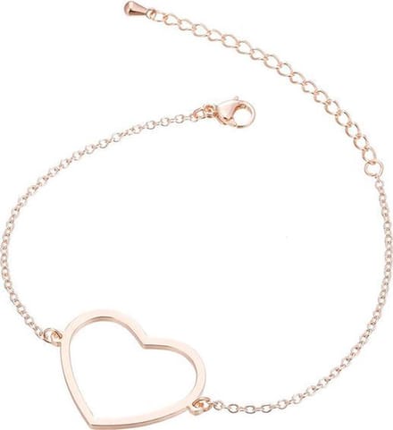 24/7 Jewelry Collection Hart Armband - Open - Rosé Goudkleurig