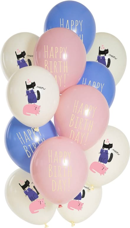 Folat - Ballonnen birthday Kitty (12 stuks - 33 cm)