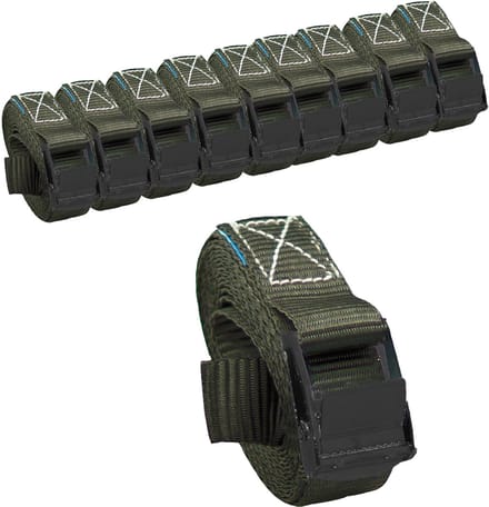 10x Professionele spanband Spanband Klemvergrendeling auto 1-delig 2,5m 250 kg Antraciet