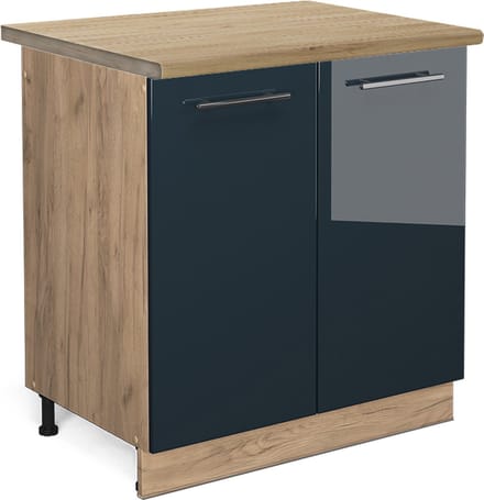 Vicco Fame-Line Keukenkasten – 80 cm, WB Eik Donkerblauw hoogglans