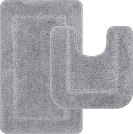 Zachte Badmat en WC-Mat Set - Microvezel, Antislip, Wasbaar - Grijs