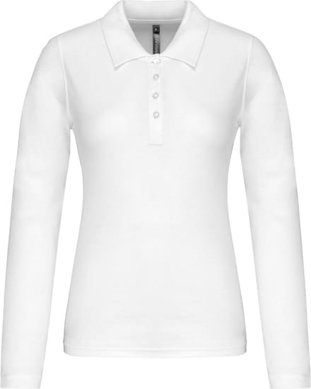 Kariban Piqué-damespolo lange mouwen K257 - White - S