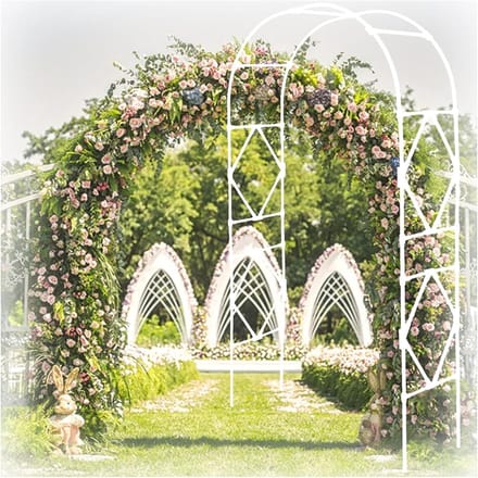 Tuinboog Metaal - Rozenboog Prieel - Decoratieve Steun - Weerbestendig Frame - 180x240cm - Wit