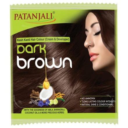 Crème Haarkleur Donkerbruin 40g Patanjali, India Dark Brown 2 pcs Cream and Developer