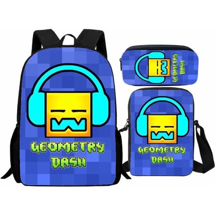 Geometry Dash Student Rugzak 3-delige Set, Geometry Dash Rugzak, Schoudertas, Etui