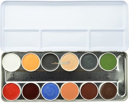 Kryolan Rubber Mask Grease B Palette 12 Kleuren