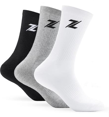 ZEUZ Sokken 3-Pack - Sportsokken Heren & Dames - Grijs, Wit & Zwart - Medium