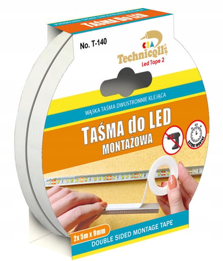Dubbelzijdige LED montagetape 2x 5m x 9mm Super Sterk