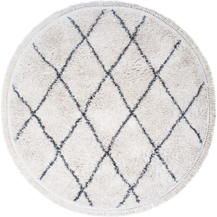 Vloerkleed Souk Cream Rond ø80 cm - Hoogpolig Vloerkleed – Berber / Bohemian Design