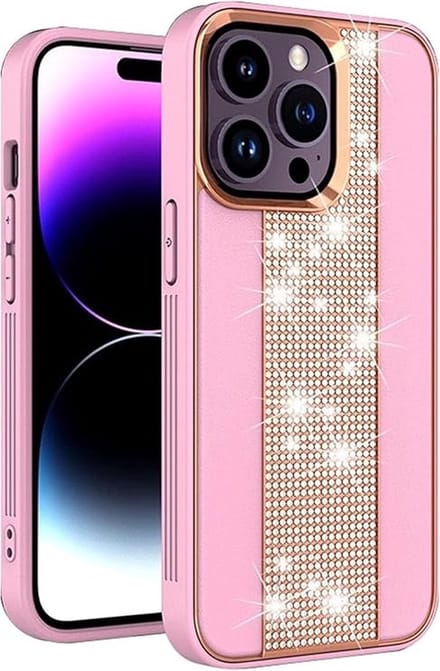 Diamond Plating Frosted Hoesje Geschikt voor: iPhone 13 - Roze