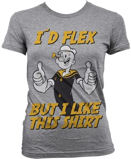 Popeye I'd Flex Girly T-shirt voor dames, heather-grijs