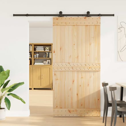 vidaXL - Schuifdeur - NARVIK - Naturel - en - Zwart - 100 - x - 210 - cm - (213,5 - cm)