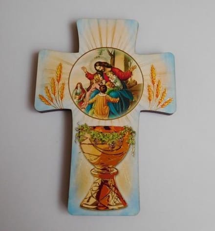 Communie kruisje licht blauw