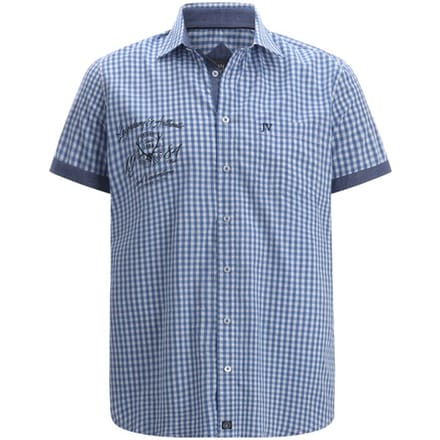 Jan Vanderstorm herren Overhemd Met Korte Mouwen - 47/48 - blauw - Plus Size