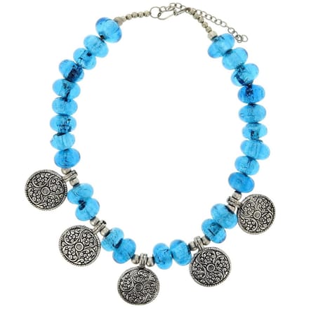 Behave - Ketting Dames Boho Stijl - Blauw Glas - Zomeraccessoire