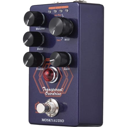 MOSKYAudio Overdrive Gitaareffectpedaal 4 Modus Schakelaar & Volume/Bas/Treble/Gain Regelaars Compact paars