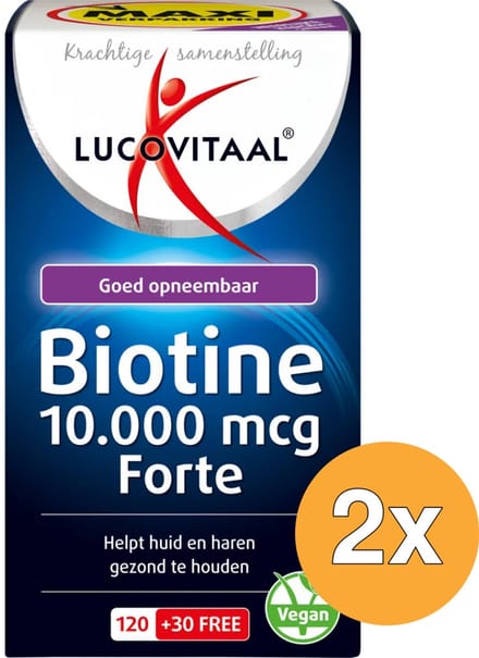 2x Lucovitaal Biotine 10.000mcg Forte (150 zuigtabletten)