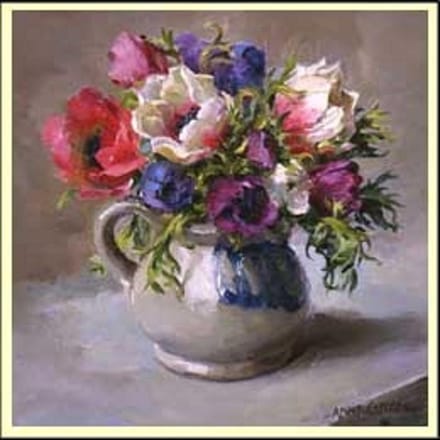 Dubbele kaart met env. Anemonen 12x12cm