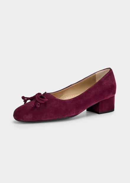 Pumps van suède met strik - bordeaux - Gr. 36 van Goldner Fashion