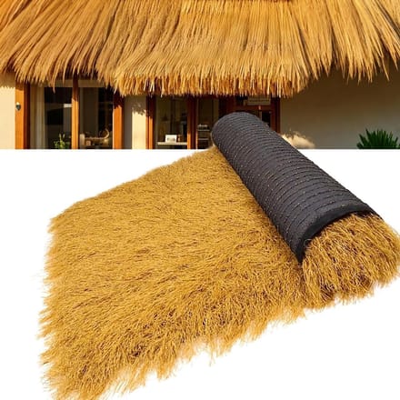 Rieten Dak Rollen - Kunstgras Stro - Decoratie Buitenruimte - Waterdicht Vuurvast - 1 Meter Breed - Natuurlijk Bruin