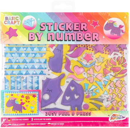 Grafix stickeren op nummer eenhoorn knutselset voor kinderen.