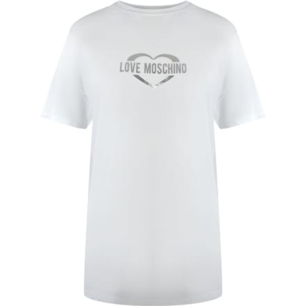 Love Moschino Shiny Heart Logo White T-shirt