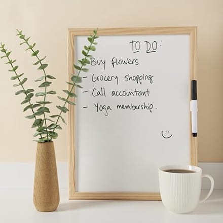 Droog afwasbaar whiteboard met houten frame en marker - 40 x 30 cm