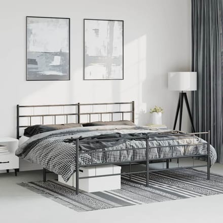 vidaXL - Bedframe - met - hoofd- - en - voeteneinde - metaal - zwart - 193x203 - cm