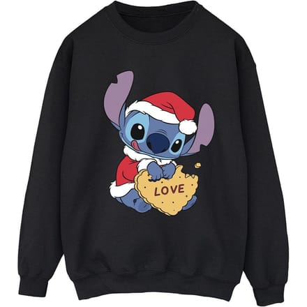 Disney Dames/Dames Lilo And Stitch Kerstmis Love Biscuit Sweatshirt (Zwart)