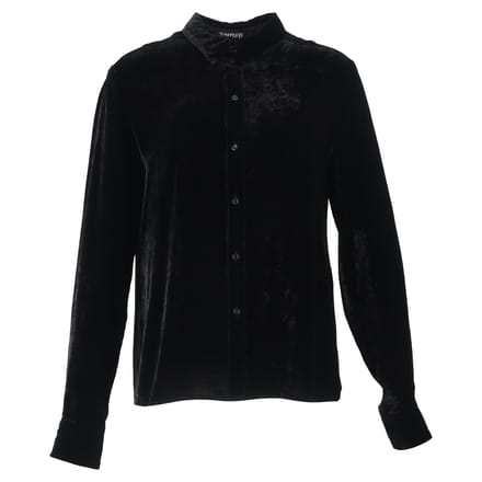 Tom Ford fluwelen overhemd met lange mouwen in zwarte viscose