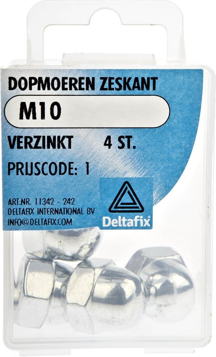 Deltafix dopmoer zeskant verzinkt m10 din 1587 4 st.