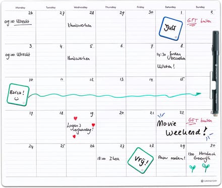 GreenStory - Maand Planner - Zelfklevend - Wit - M - met Sticky Pen