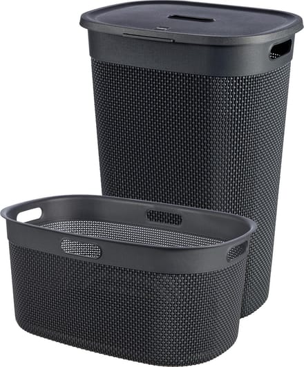Curver Filo Wasmand met deksel 55L + Wasmand 45L - Antraciet