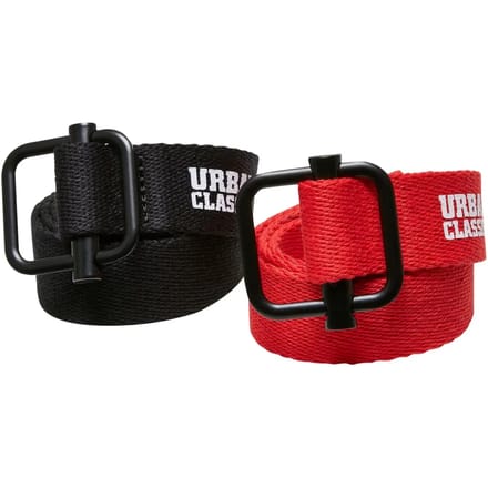 Urban Classics - Industrial Canvas Kids 2-Pack Kinder riem - Zwart/Rood
