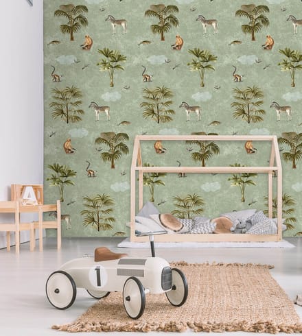 INGK Kinderbehang - Olive & Noah - Quiet Jungle Green
