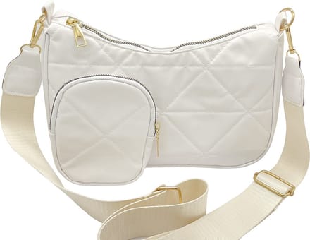 Schoudertas met Pouch - Dames - PU Kunstleer - 25x17x7,5 cm - Wit