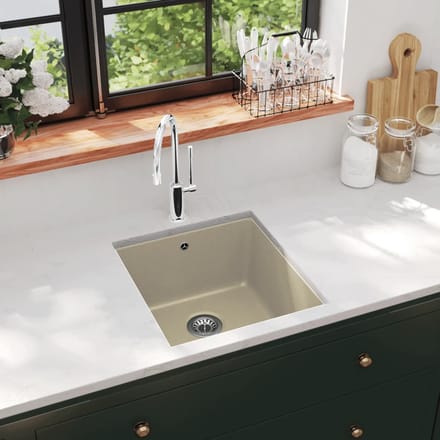 vidaXL - Gootsteen - enkele - bak - graniet - beige