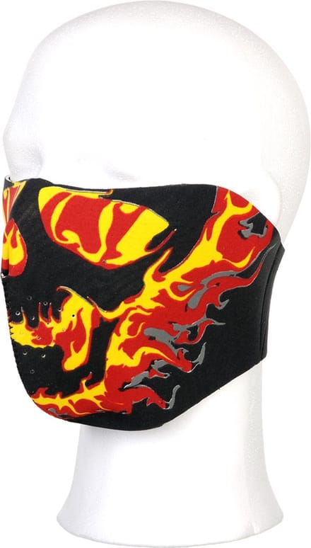 101 INC - Biker mask half face yellow/red flames (kleur: n.a. / maat: NVT)