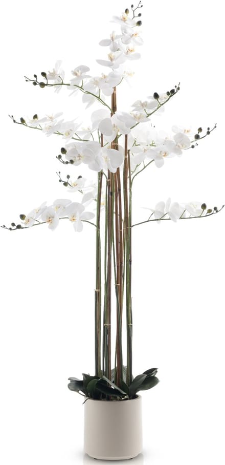 Meisterhome Kunstplant Orchidee XL 145 cm – Luxe Kunstorchidee Phalaenopsis – Wit – Met Pot – Realistisch