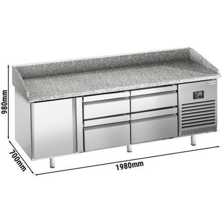 GGM Gastro Pizzakühltisch Premium PLUS - 1980x700mm - mit 1 Tür & 4 Schubladen