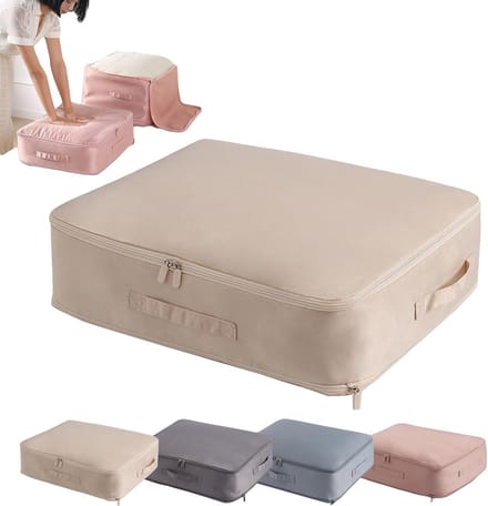 Opbergzak Dekbed - Kleding organizer - Ruimte besparen - Zelfsamendrukkend ontwerp - 52x42x30cm - Beige