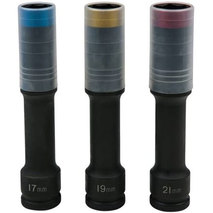 KS TOOLS SlimPOWER aluminium velgen krachtdoppenset extra lang 3-delig 1/2" 17 19 21 mm - 515.0622