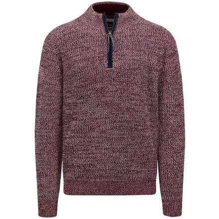 Fynch-Hatton Trui Knit Troyer Zip Mouliné Ruby Red / male
