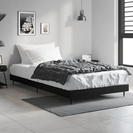 vidaXL - Bedframe - bewerkt - hout - zwart - 90x200 - cm